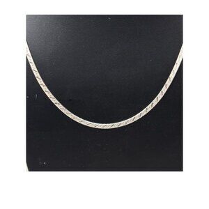 Vintage Etched Sterling Silver 925 Italian Herringbone Chain Necklace 20" Unisex